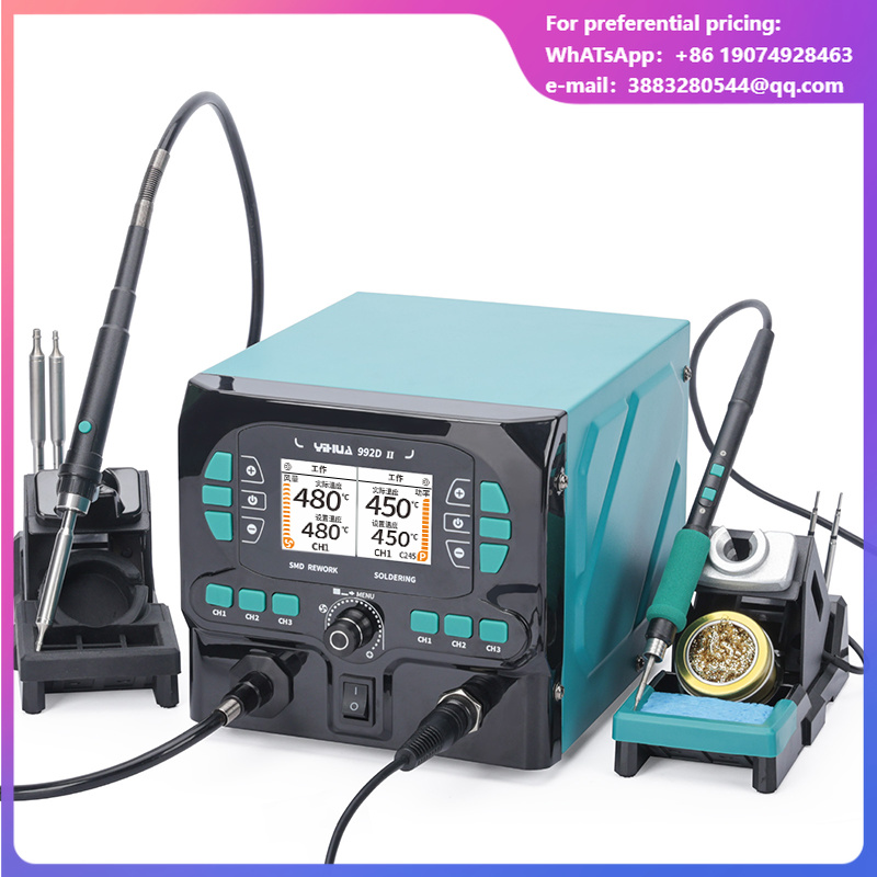 C210 Precision Soldering Station - YIHUA 992D-II 2-in-1 LCDディスプレイ搭載マイクロホットエアペンシル、高精度C210はんだごて、リワークステーション