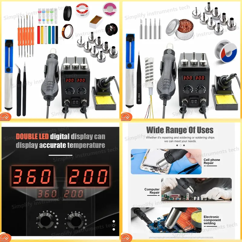 8586D はんだ付けステーション 2 in 1 750W  - 2 In 1 Soldering Rework Station 750W のレビューと価格