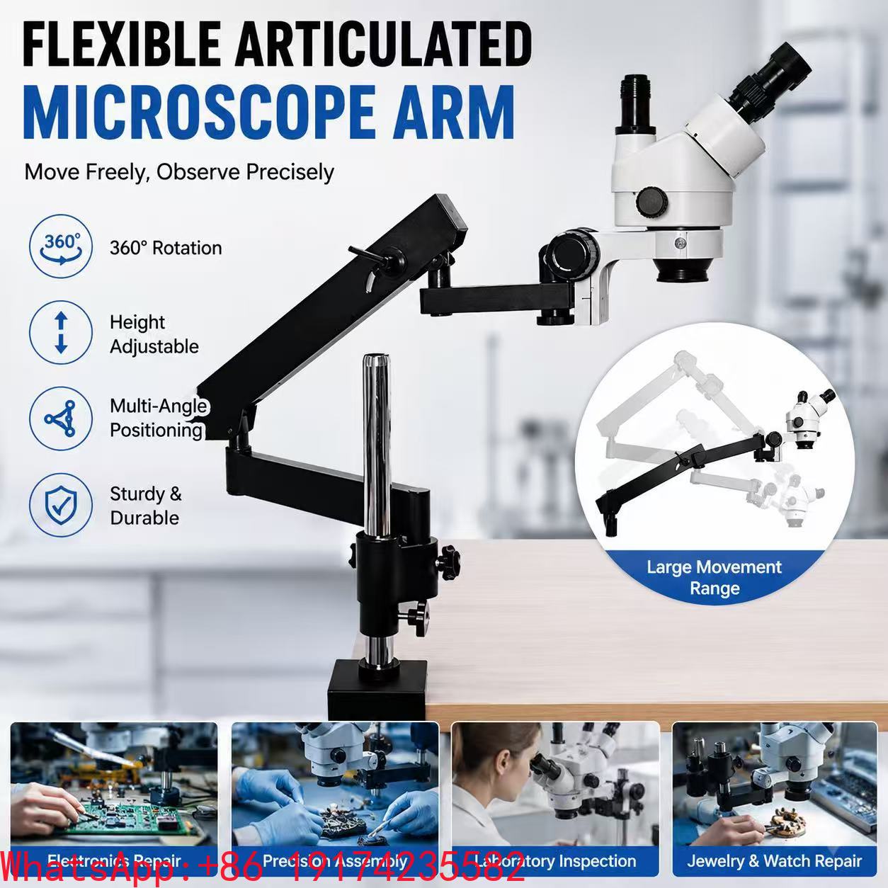 可動式アームを備えた、可動範囲の広い大型スタンド。修理や動物 - Articulating Arm Boom Stand Microscope のレビューと価格