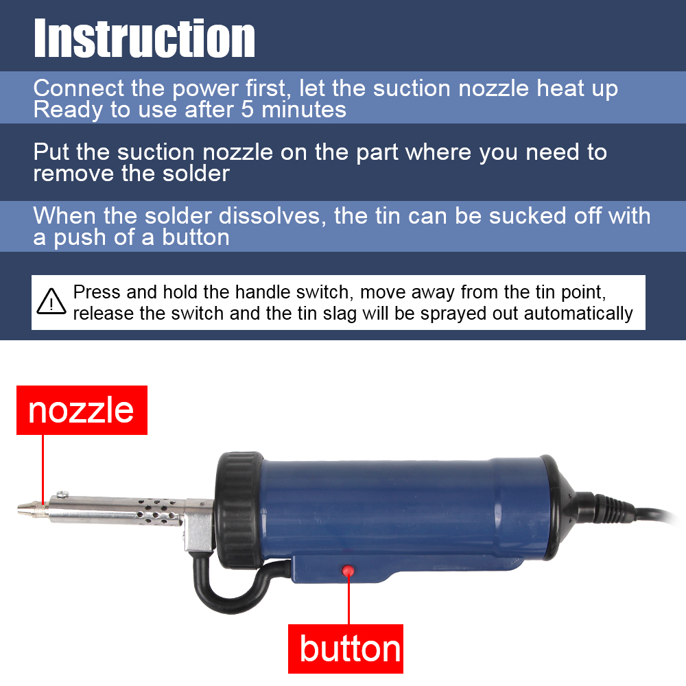 3つの吸引ノズルを備えたポンプの取り外し,電気スズ吸盤,真空 - Desoldering Pump Electric Vacuum Station のレビューと価格
